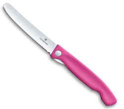 Нож Victorinox для очистки овощей, лезвие 11 см, серрейторная заточка, розовый