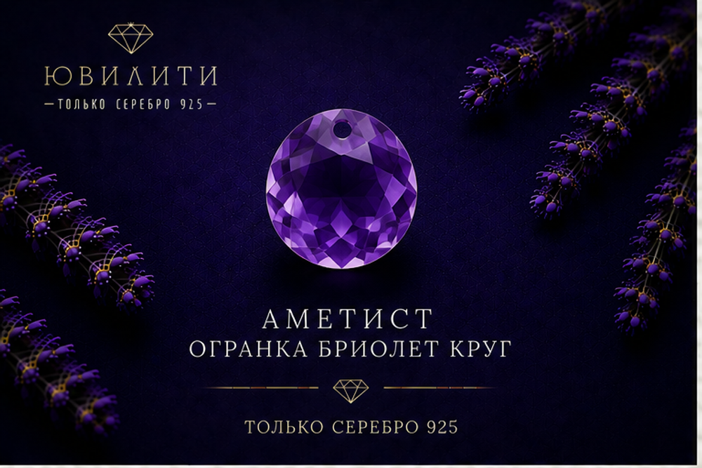 Аметист Огранка Бриолет Круг