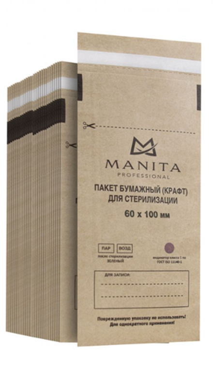 Manita Professional Крафт пакеты 60х100 бумажные для стерилизации, 100шт