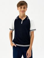 Джемпер поло для мальчика с коротким рукавом 7496-2 синий-белый