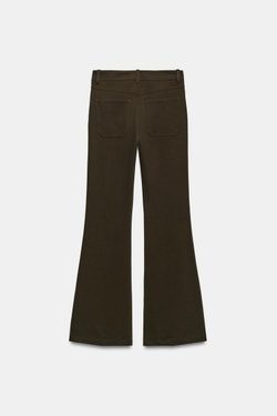 ZARA БРЮКИ FLARED, ТЕМНЫЙ ХАКИ