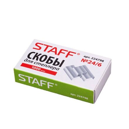 Скобы для степлера №24, оцинкованные, Staff эконом, Р224798
