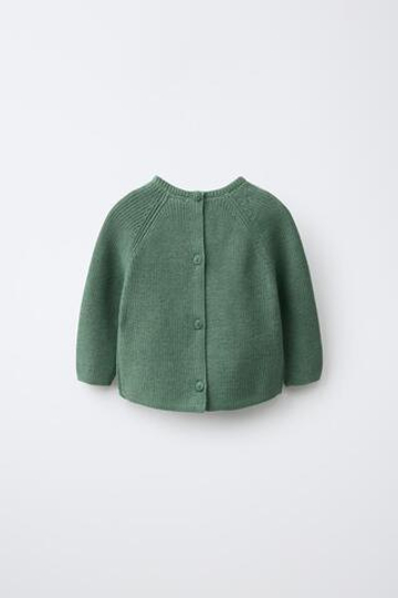 ZARA СВИТЕР ИЗ ЖЕМЧУЖНОГО ТРИКОТАЖА, ЗЕЛЕНЫЙ