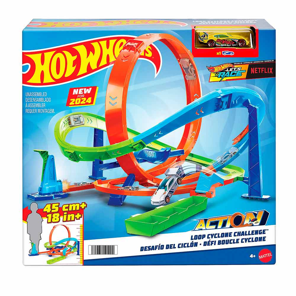 Игровой набор Хот вилс HTK16 Испытание гиперпетли | Hot Wheels Loop Cyclone Challenge Track Set трасса машинкой 1:64 4+