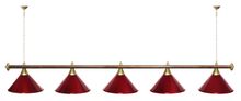 Лампа STARTBILLIARDS 5 пл. (плафоны золотые,штанга коричневая,фурнитура золото)