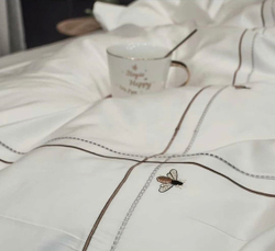 ZEPHYR HOME КПБ Двуспалка ЕВРО Египетский хлопок 100s Белый с пчелкой