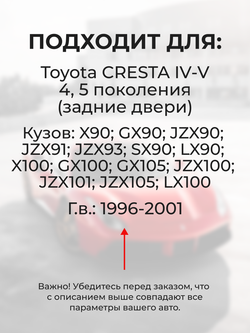 Ремкомплект (втулки) нижних петель задних дверей Toyota Cresta (IV-V) [Кузов: X90, GX90, JZX90, JZX91, JZX93, SX90, LX90, X100, GX100, GX105, JZX100, JZX101, JZX105, LX100] (2 петли, RPD9-2) 1996-2001
