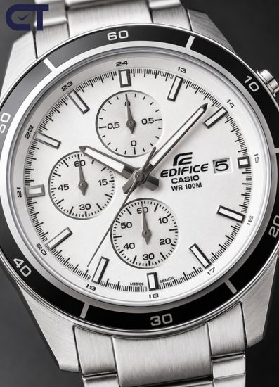 CASIO EFR-526D-7AVUDF EDIFICE мужские наручные часы — стальной хронограф с белый циферблатом