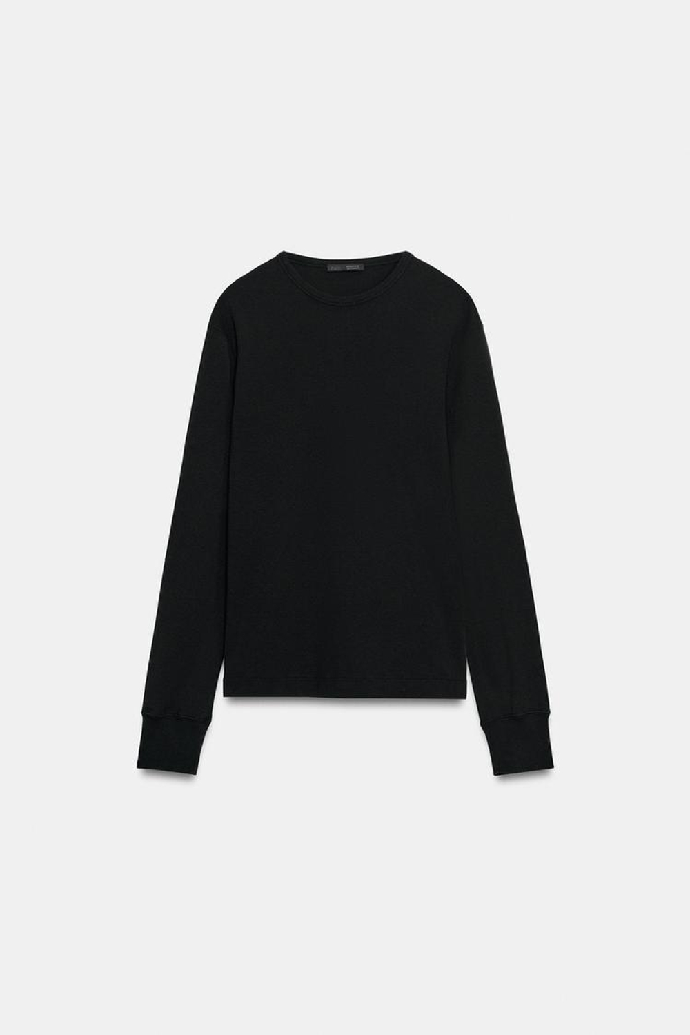 ZARA ФУТБОЛКА С ДЛИННЫМИ РУКАВАМИ, ЧЕРНЫЙ