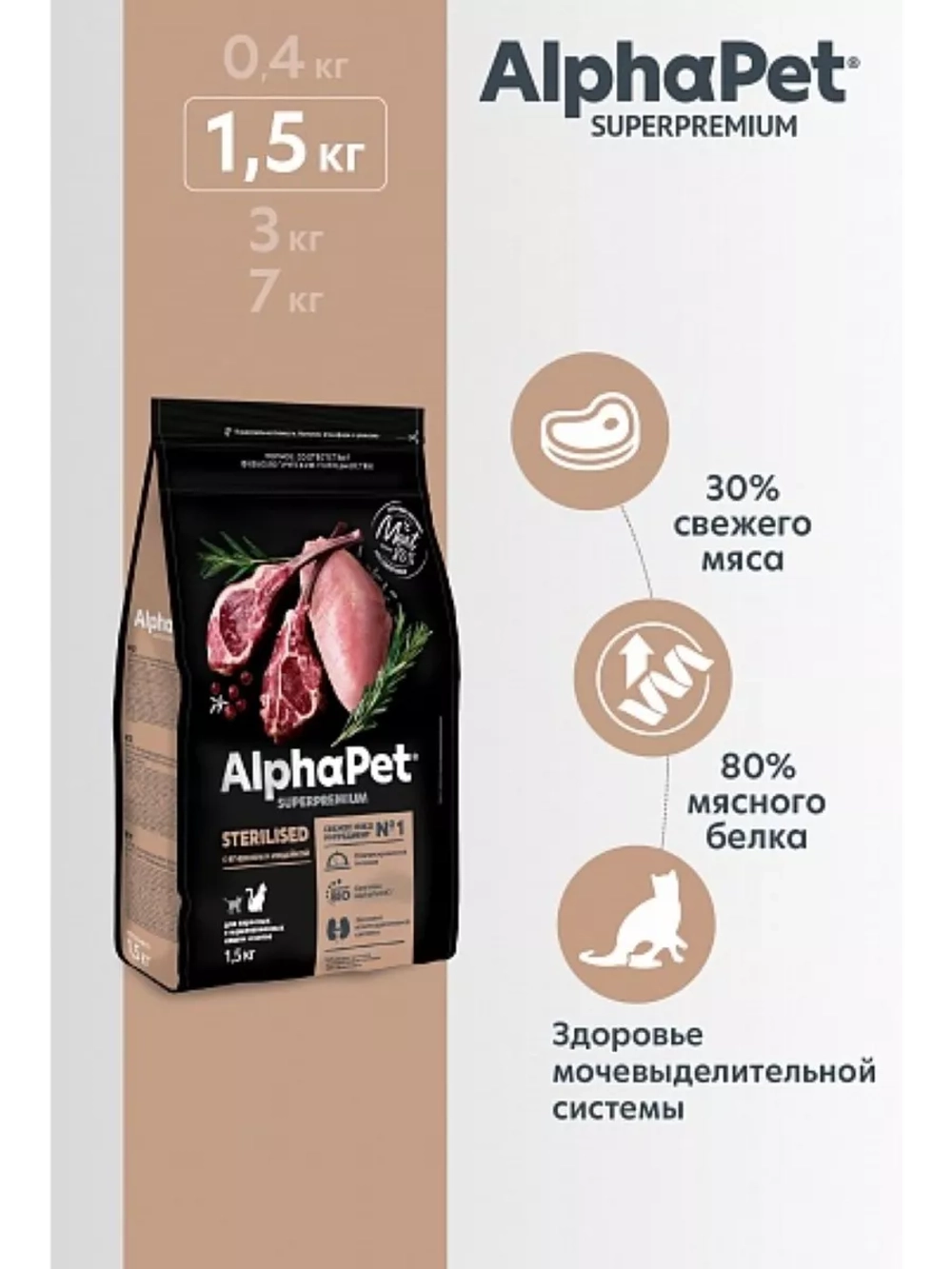 STERILISED Для стерилизованных кошек Ягненок и индейка 1,5кг