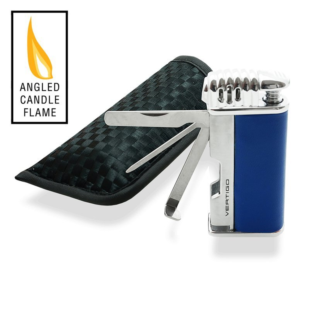 Зажигалка Vertigo Puffer Pipe Blue & Chrome трубочная