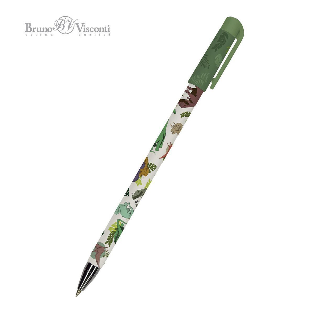 Ручка шариковая 0.5мм синяя "HappyWrite. Динозавры" (Bruno Visconti)