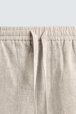 ZARA БРЮКИ RELAXED FIT ИЗ 100% ЛЬНА, СВЕТЛО-БЕЖЕВЫЙ