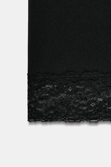 ZARA БРЮКИ КАПРИ С КРУЖЕВОМ, ЧЕРНЫЙ