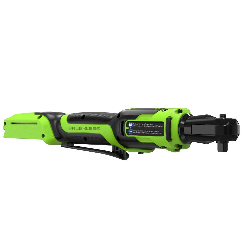 Гайковерт-трещотка акк. Greenworks GD24RW, 24V,б/щет,0-250об/мин, 1/2", 80Нм, 70 мм,1x2Ач,ЗУ,сумка,кор (3804007CUA)