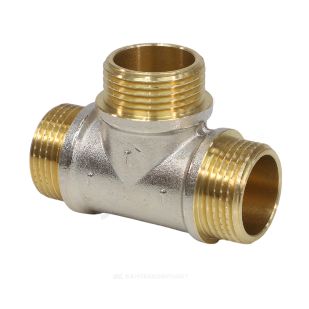 Тройник латунь никель Ду 20 (3/4") НР/НР/НР 9010 ГОСТ 32585-2013 Aquasfera 9010-02
