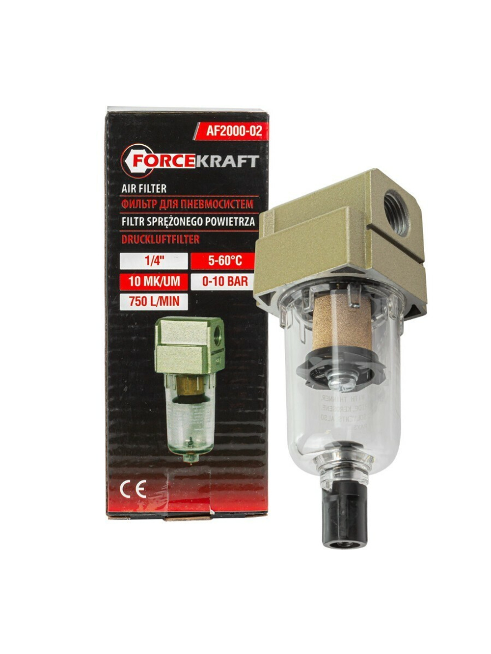 Фильтр воздушный для пневмосистем 1/4'' FORCEKRAFT FK-AF2000-02