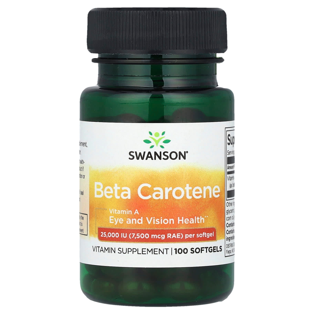 Swanson Vitamins, Бета-каротин, 25000 МЕ (7500 мкг RAE), 100 мягких таблеток