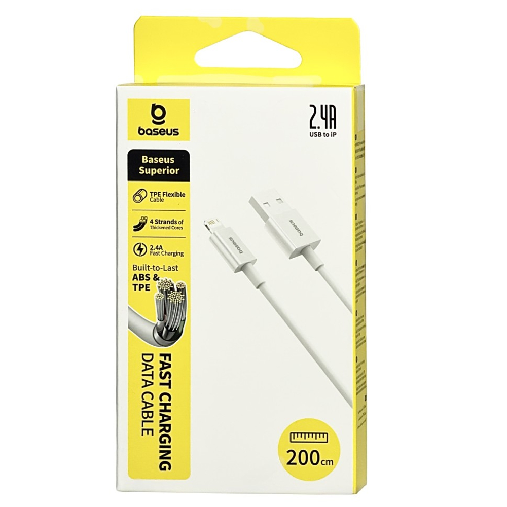 Usb Кабель-зарядка Lightning Baseus Superior 2.4A 2м (CALYS-C02) белый