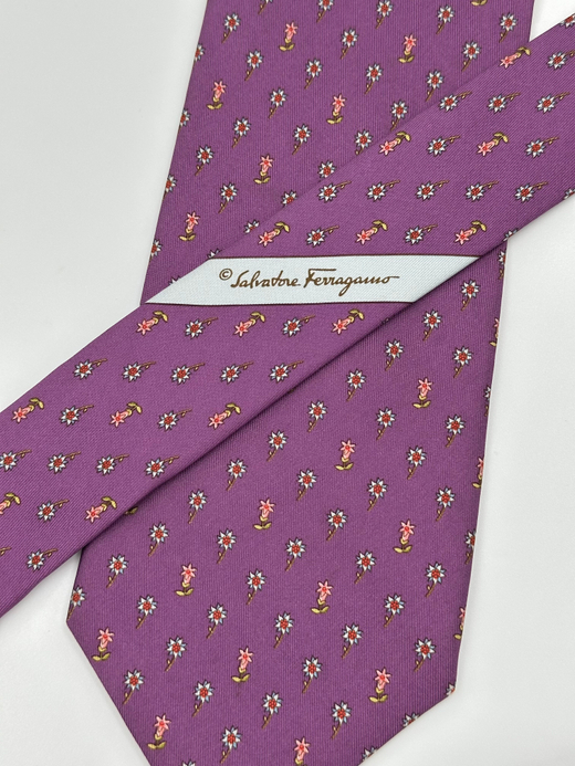 Галстук фиолетовый с цветами Salvatore Ferragamo
