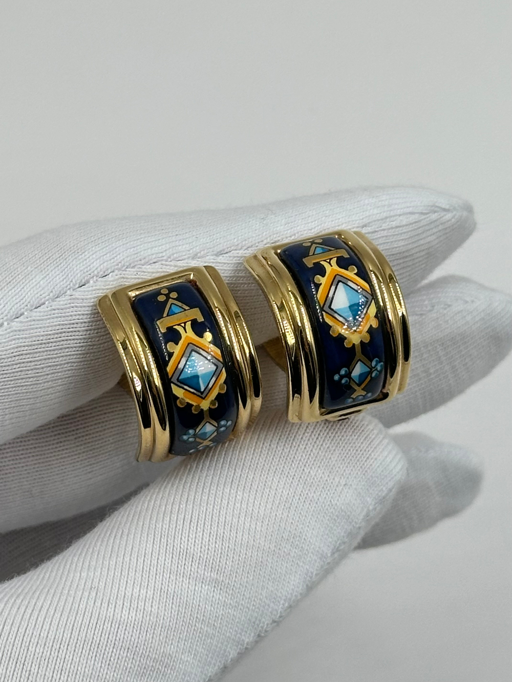 Клипсы с эмалью Hermes