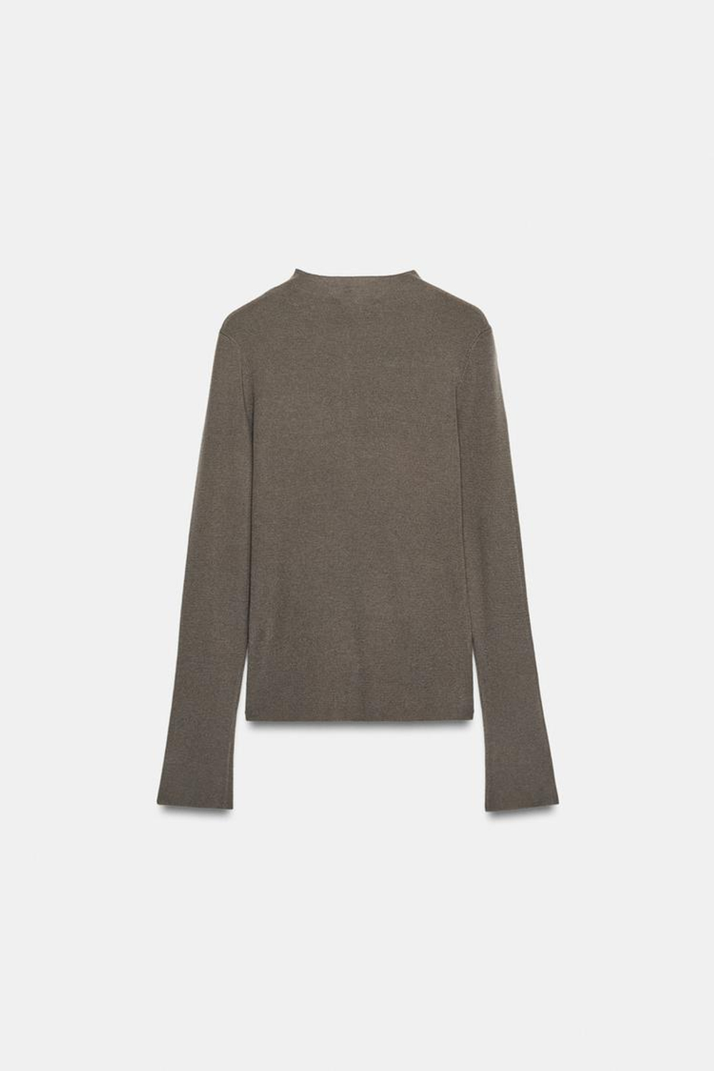 ZARA ТРИКОТАЖНЫЙ ТОП СО СБОРКАМИ, КАМЕННЫЙ МЕЛАНЖ