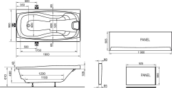 Ванна акриловая Ravak XXL 190х95 C091000000 схема