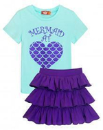 Комплект для девочки (футболка-юбка) р.116-60 мятный/фиолетовый, 1 шт.