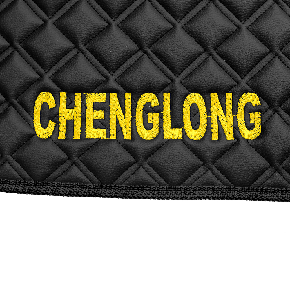 Ковры CHENGLONG (экокожа, черный, черный кант, желтая вышивка)