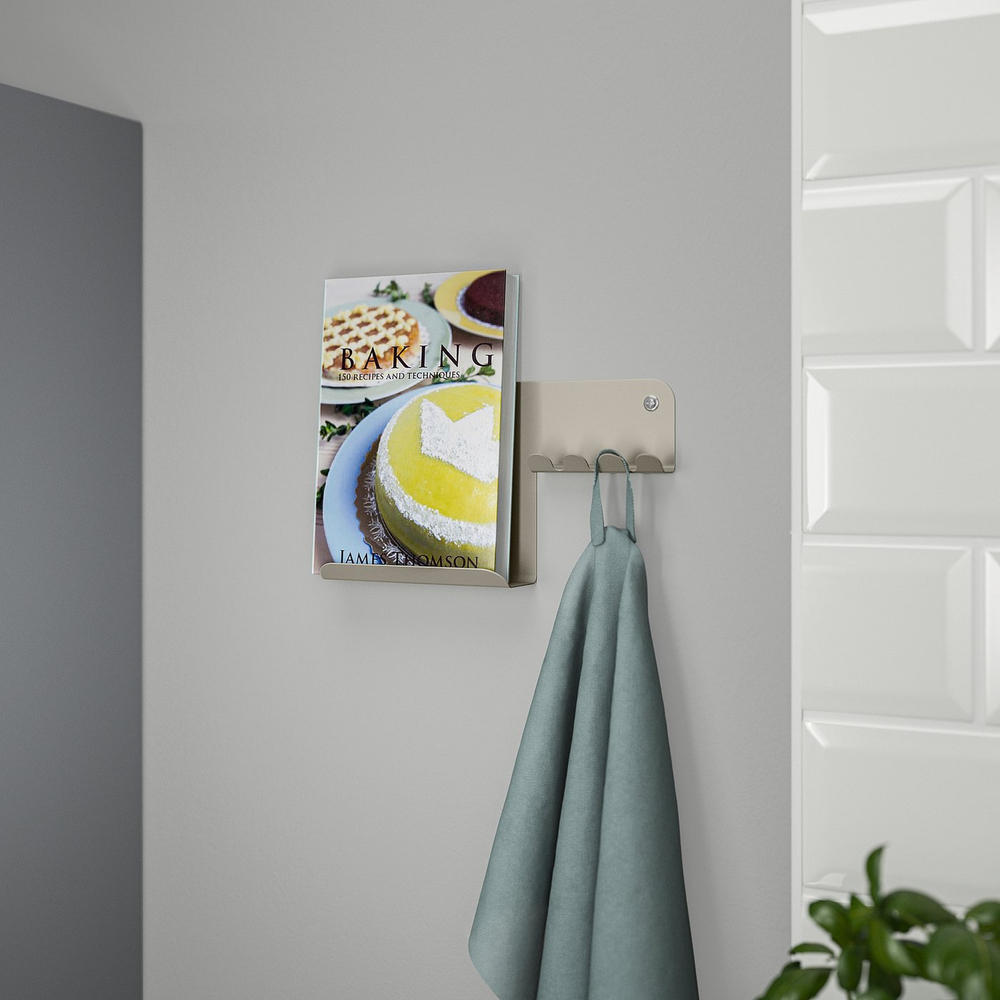 IKEA HAVREKROSS (ИКЕА ХАВРЕКРОСС) — Настенный органайзер с крючками, светло-серо-бежевый, 23x13 см, фото 7