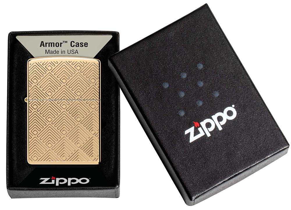 Зажигалка Zippo Armor® с покрытием High Polish Brass, латунь/сталь, золотистая, 38x13x57 мм