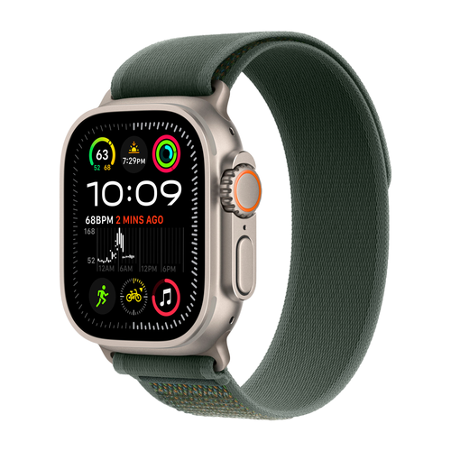 Умные часы Apple Watch Ultra 2 (2024) GPS + Cellular, 49mm, Natural Titanium Case with Green Trail Loop M/L, (Зеленый)