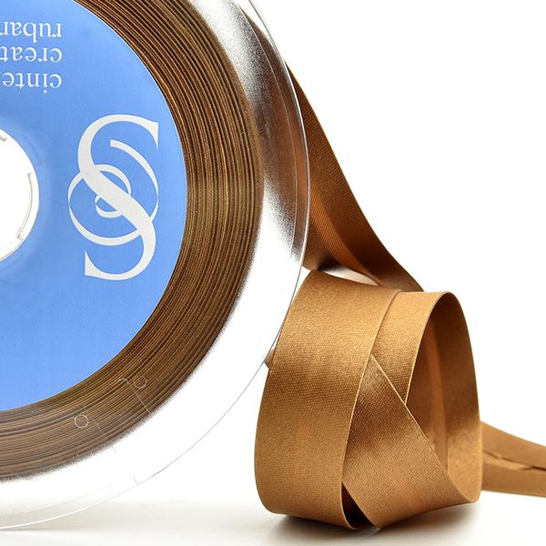 Косая бейка атласная 20 мм / 25 метров, 44 бронзовый, Safisa (Spiral)