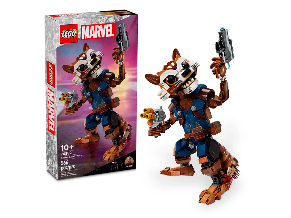 Конструктор Лего Марвел Енот Ракета и Малыш Грут 76282 | LEGO Marvel Rocket & Baby Groot фигурка ракеты 566 деталей 10+