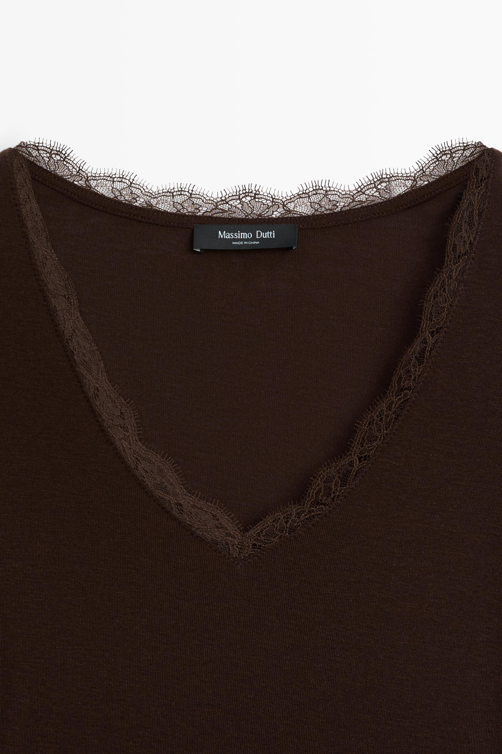 Massimo Dutti Футболка с длинными рукавами в бельевом стиле, коричневый