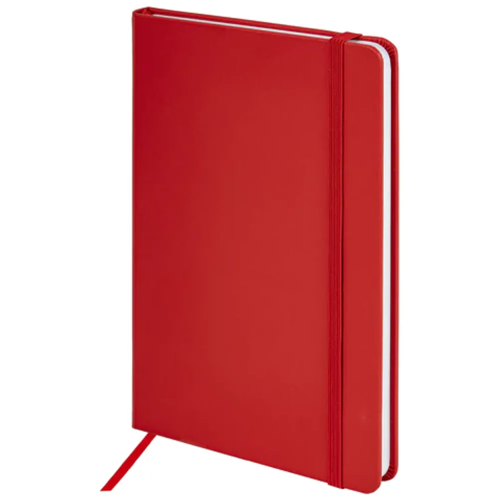 Записная книжка А5, 80л, обл. твёрдая, кожзам, резинка, клетка, Brauberg Basic красный