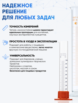 Цилиндр 1000 мл (мерный: исполнение 1 - на стеклянном основании), 1-1000-2, Лаборио