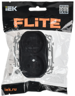 FLITE Розетка 2-местная без заземления без защитных шторок безвинтовое крепление 10А РС02-1-ФлЧ черный IEK