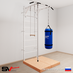 Шведская стенка Sv Sport 5357 (Турник рукоход/Канат/Трапеция/Цепь/Мешок 30кг/Мат 1м)