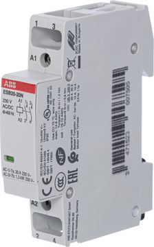 Модульный контактор ABB ESB20-20N модульный (20А АС-1 2НО) катушка 230В AC/DC