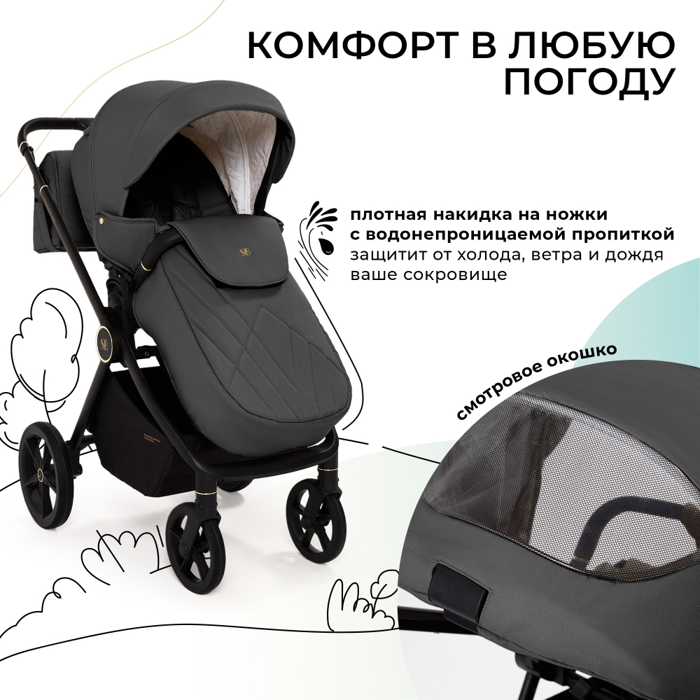 Коляска 2в1 Stella Plus Therma Dark Grey