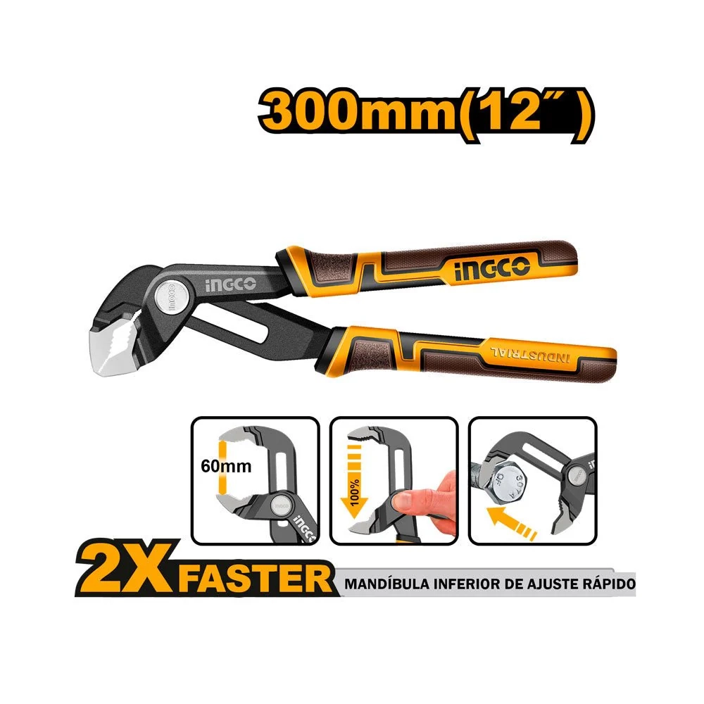 Клещи переставные с кнопкой INGCO HPP38308 INDUSTRIAL 300 мм