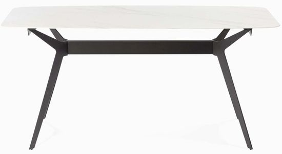 Обеденный стол Scarlet 160х80 ножка из стали, столешница керамика cветло-серый/черный