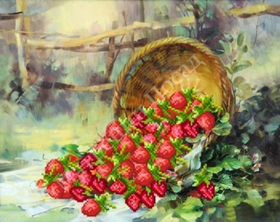 "Клубника"-4198- ткань с нанесенным рисунком