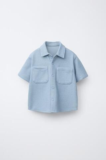 ZARA РУБАШКА С КАРМАНАМИ, СИНИЙ