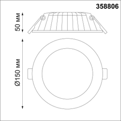358806 SPOT NT21 556 белый Светильник встраиваемый светодиодный IP20 LED 12W 960Лм 3000K 100-240V GESSO
