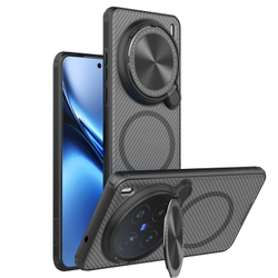 Чехол прозрачный тонированный (Transparent Black) от Nillkin с металлической крышкой и MagSafe на Vivo X200 Pro, серия CamShield Prop Magnetic Case