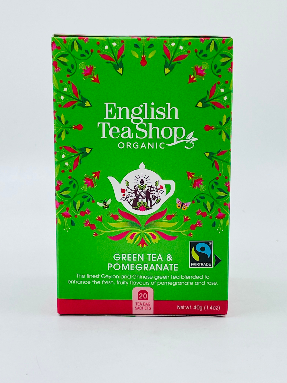 Чай зеленый English Tea Shop Green Tea & Pomegranate с гранатом и лепестками роз, 20 пакетиков, 40 г