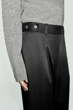 ZARA БРЮКИ С РЕГУЛИРУЕМЫМ ПОЯСОМ, ЧЕРНЫЙ