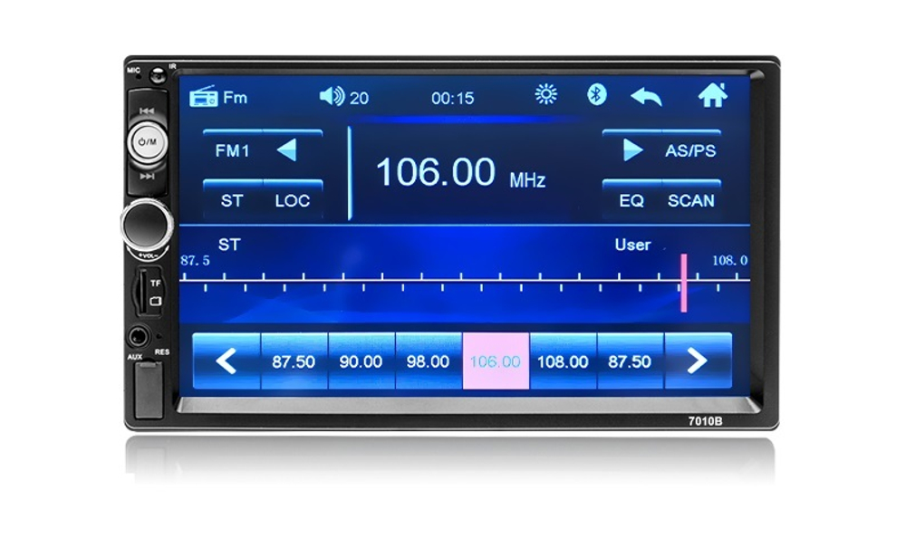 Автомагнитола сенсорная 7" 2DIN с пультом на руль и камерой (Bluetooth, USB, AUX, Mirror Link)